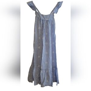 Old Navy Blue and White Striped Floral Ruffled Hem Maxi Dress Sundress Size 4T